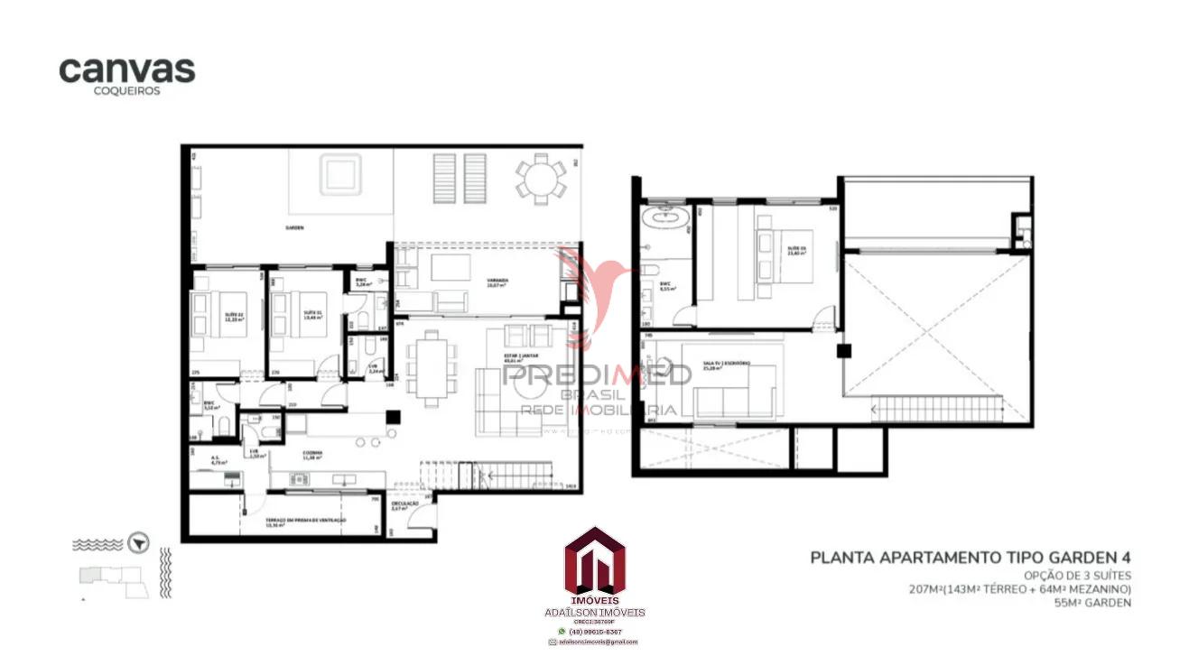 Apartamentos &agrave; venda no Canvas Residence Bairro coqueiros Florian&oacute;polis SC Brasil Rua Bento Góia Florianópolis - 