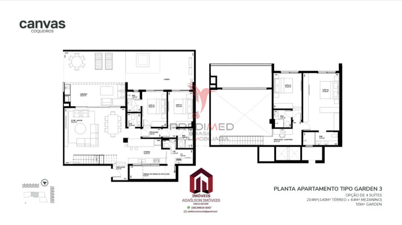 Apartamentos &agrave; venda no Canvas Residence Bairro coqueiros Florian&oacute;polis SC Brasil Rua Bento Góia Florianópolis - 