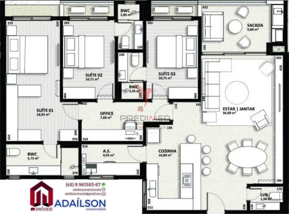 Apartamentos &agrave; venda no Canvas Residence Bairro coqueiros Florian&oacute;polis SC Brasil Rua Bento Góia Florianópolis - 