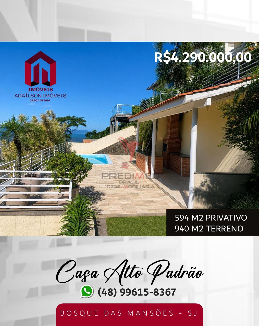 Casa Alto Padr&atilde;o| Bosque das Mans&otilde;es Em S&atilde;o Jose SC BRASIL &aacute; 15 minutos de Florian&oacute;polis Rua das Laranjeiras São José - 