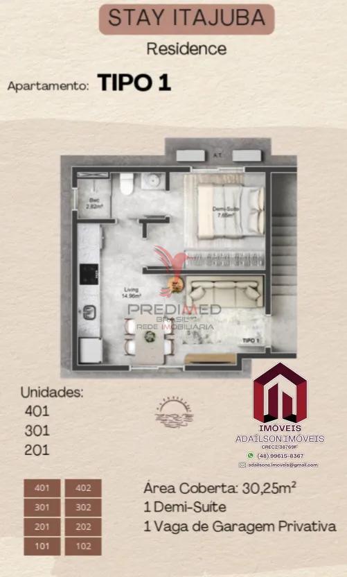 Apartamento/Studio 1 Quarto em Itajuba &ndash; Barra Velha/SC Brasil 30,25m&sup2; 650 Metros da Praia  Itapema - 