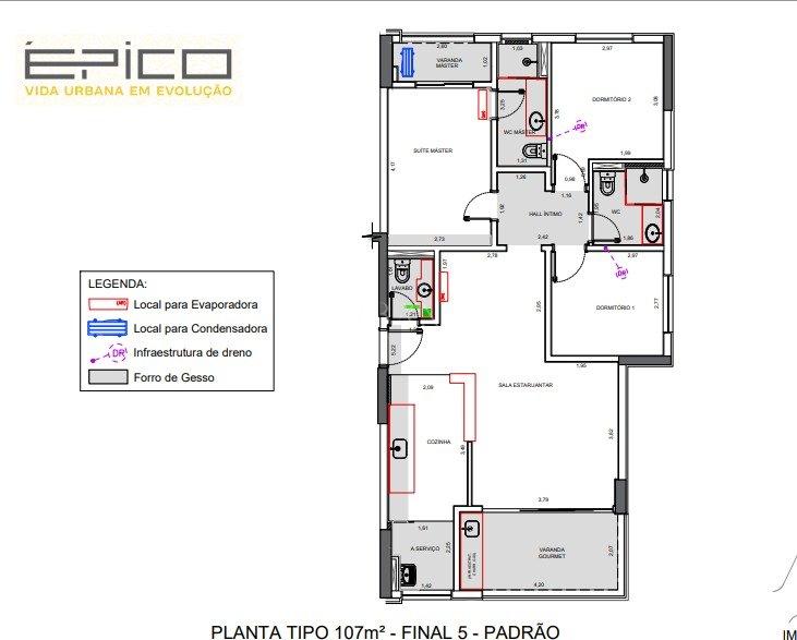 Apartamento com 3 dormitórios à venda,107m² - Condomínio Edifício Épico - Sorocaba - SP Rua Gustavo Magalhães Sorocaba - 