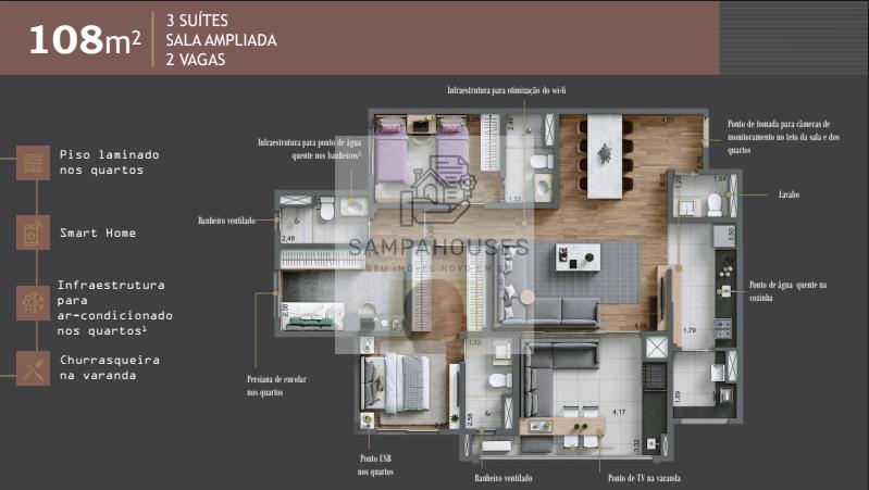 3 Su&iacute;tes - Pronto para morar pr&oacute;ximo ao Shopping Morumbi  São Paulo - 