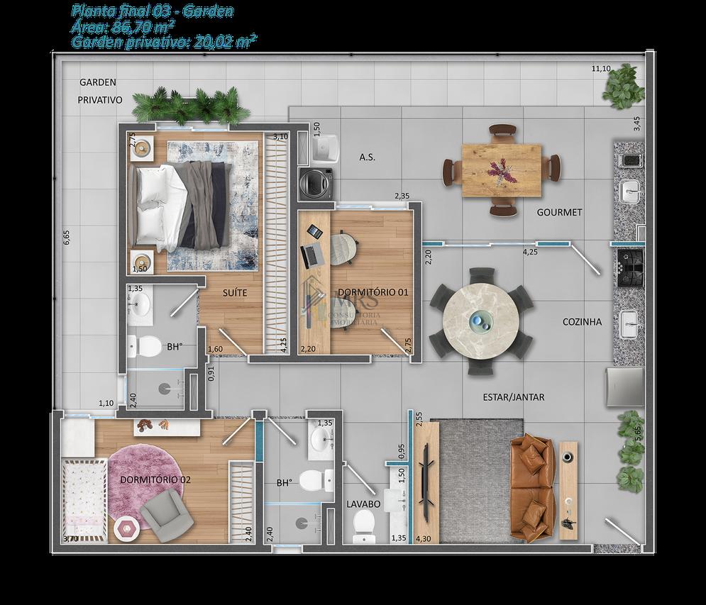 Apto Residencial Avelã 86m + 20m 3 dorm 2 suites + Lavabo  Itupeva - 