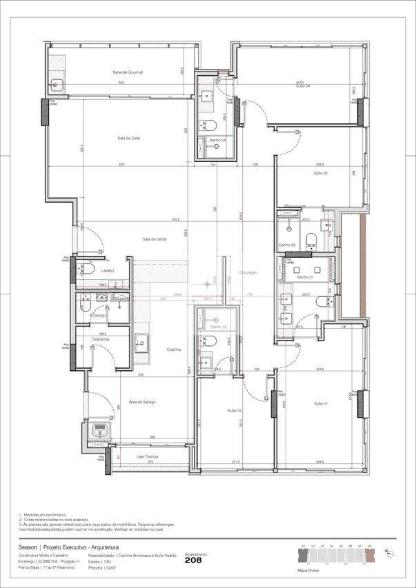 SQNW 304 - Ed. Season - 145,28 m² a 294,71 m² Quadra SQN 304 Brasília - Ed Season - Planta 3 Suítes