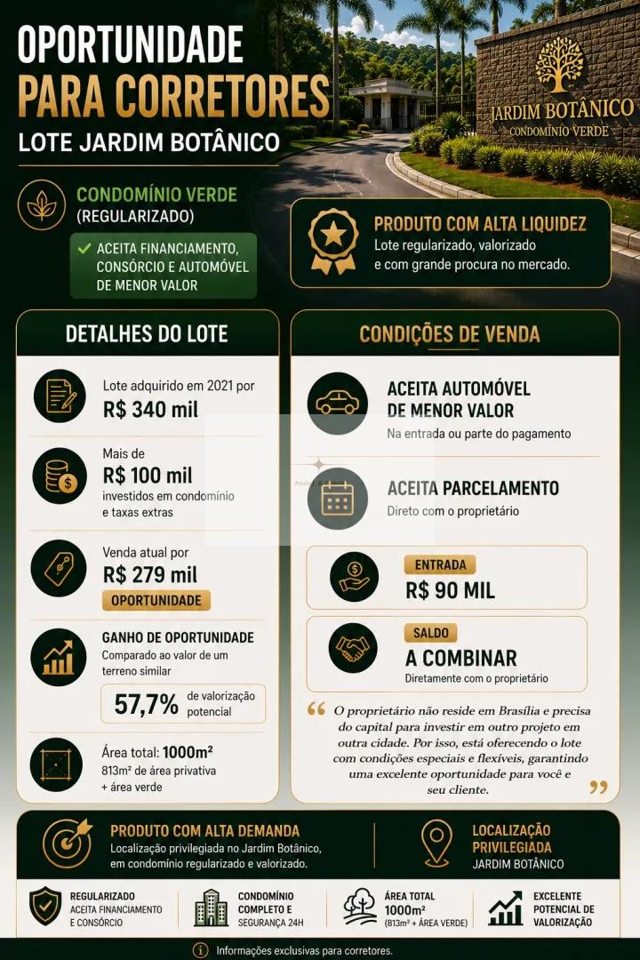 Lote Exclusivo de 813 m&sup2; + &Aacute;rea Verde Privativa ao Lado da Reserva | Condom&iacute;nio Verde Avenida do Sol Brasília - 