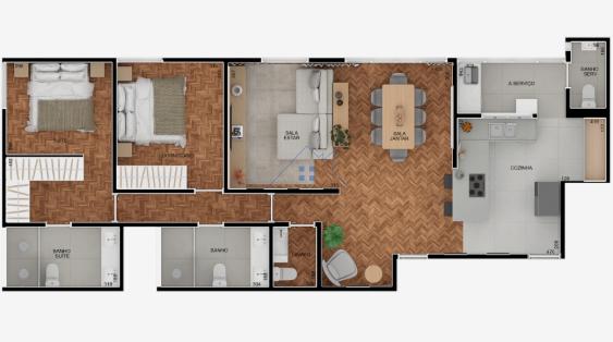 Apartamento 110m² na Bela Vista 2 dorm 1 suíte 1 vaga Alameda Ribeirão Preto São Paulo - 