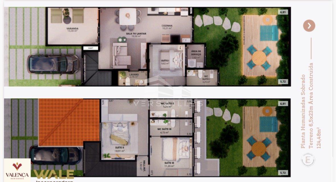 Sobrados em bloco 124,48m² Residencial Valença Rua Coqueiro Porto Velho - 