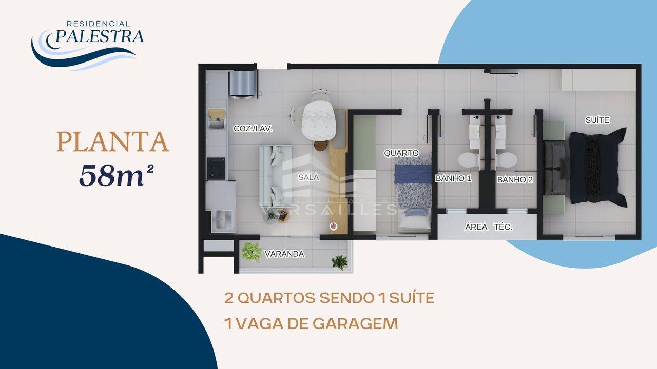 Apartamento de 2 quartos sendo uma suíte com plantas a partir de 58 m² Rua Júlia Porto Velho - 